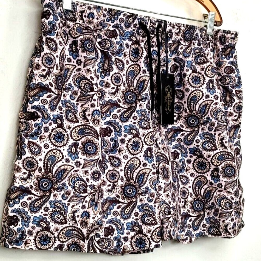 NWT - Bellivera Men's Floral/Paisley Mesh Lined Swim Trunks - Size Medium